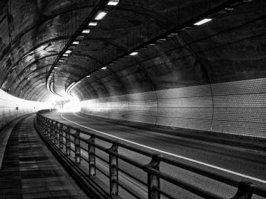 Kore Cheongju şehir tünel, Kowloon tünel, siyah ve beyaz fotoğraf 