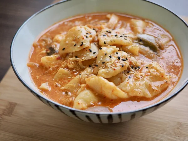 Korean Food Kimchi Sujebi Pedas Food — Stok Foto