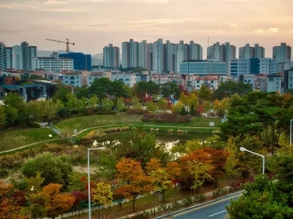 Paisaje Urbano Ciudad Cheongju Corea Paisaje Urbano Otoño —  Fotos de Stock