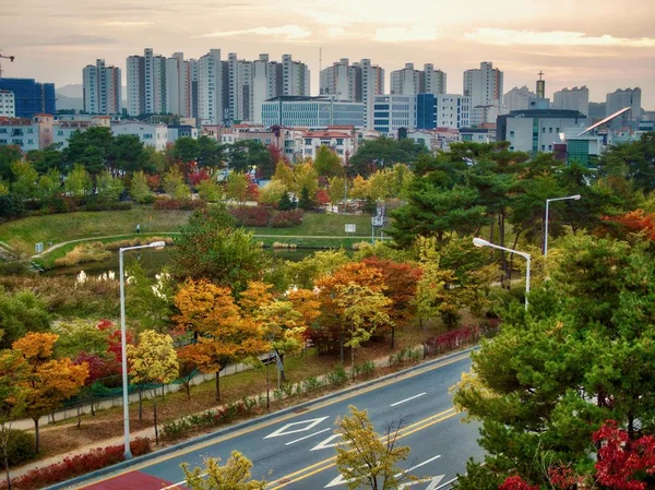 Paisaje Urbano Ciudad Cheongju Corea Paisaje Urbano Otoño —  Fotos de Stock