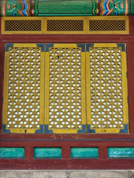 Porta Tradicional Coreana Palácio Porta Madeira — Fotografia de Stock