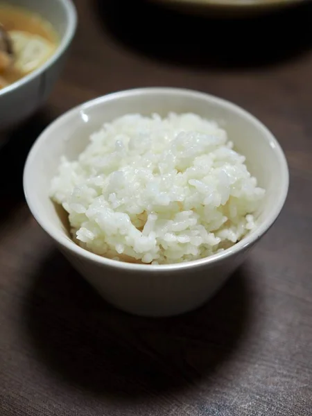 Bílá Rýže Keramické Misce — Stock fotografie