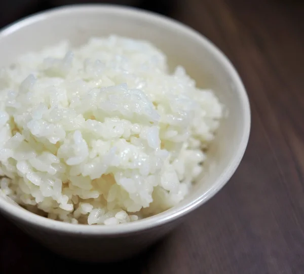 Arroz Branco Uma Tigela Cerâmica — Fotografia de Stock