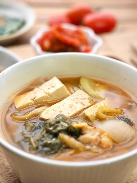 Корейская Еда Соевая Паста Рагу Doenjangguk Мисо Суп — стоковое фото