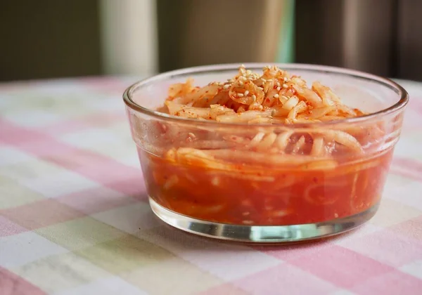 Comida Tradicional Coreana Kimchi Salada Rabanete Prato Lateral — Fotografia de Stock