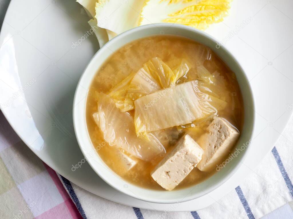 Korean traditional food cabbage miso soup