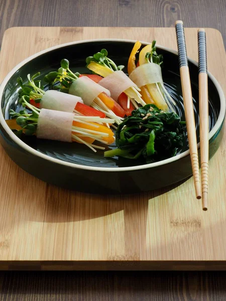 Korejské Jídlo Ssam Ředkvička Zelenina Vedlejší Vchod — Stock fotografie