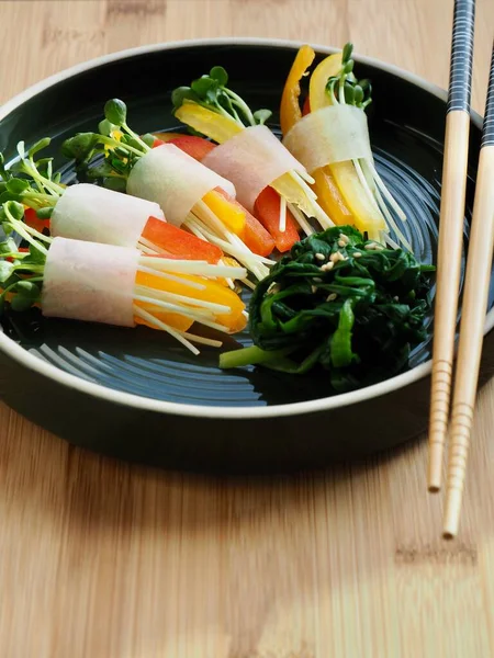 Nourriture Coréenne Ssam Radis Légumes Accompagnement — Photo