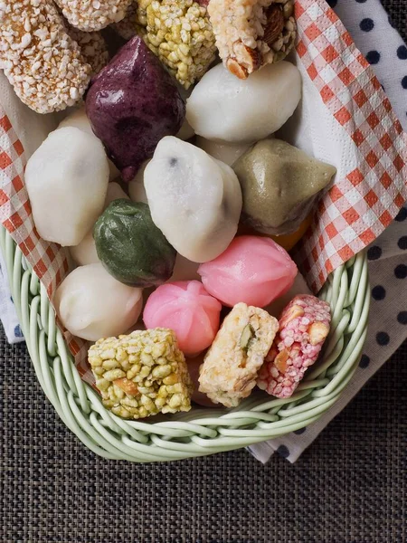 Comida Coreana Songpyeon Pastel Arroz Forma Media Luna Sweetricepuffs Snack — Foto de Stock