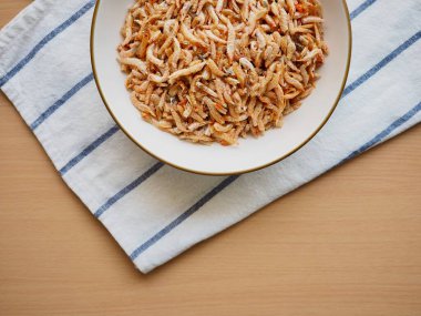 Küçük kurutulmuş karides, yiyecek malzemeleri.