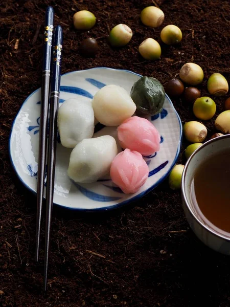 Comida Coreana Songpyeon Pastel Arroz Maíz — Foto de Stock