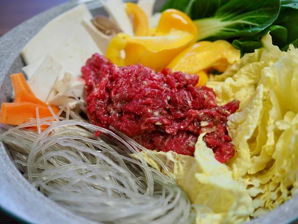 Ragoût Coréen Traditionnel Légumes Boeuf — Photo