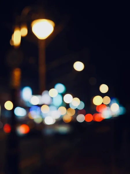 Centrum Města Noc Ulice Bokeh Vynechal Zaměření — Stock fotografie