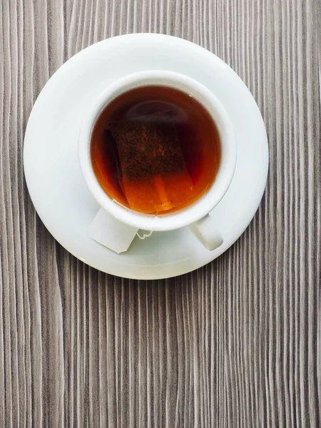 Tea Wooden Boards Porcelain Cups Black Tea — Stock Photo, Image