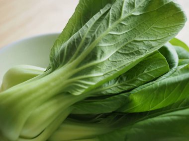 Taze Organik Yeşil Yapraklı Sebzeler Bok Choy