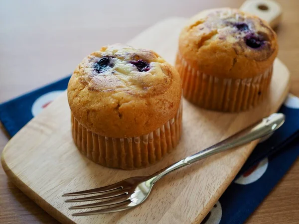 Muffin Mirtilli Fatti Casa Cupcake Pane — Foto Stock