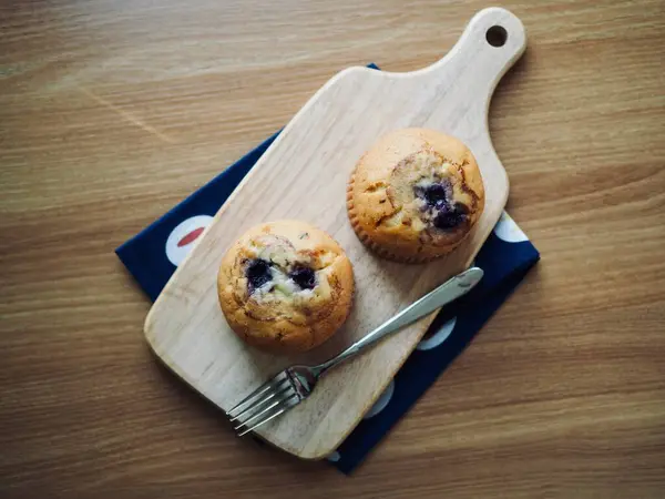 Muffin Mirtilli Fatti Casa Cupcake Pane — Foto Stock