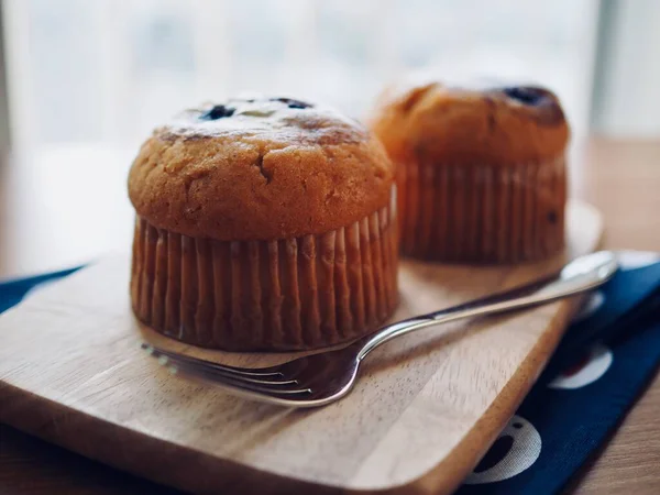 Hemlagade Blåbärsmuffins Muffins Bröd — Stockfoto