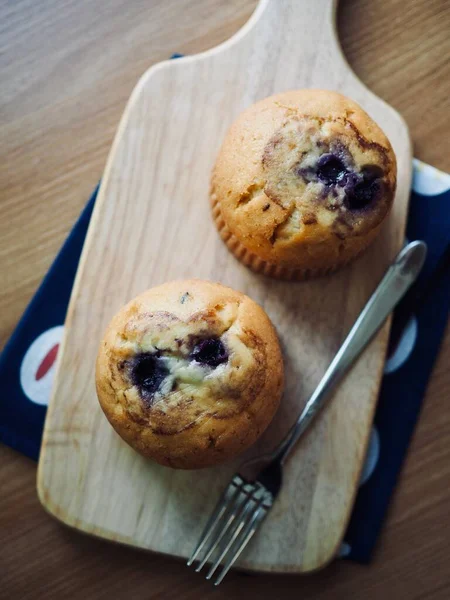 Hemlagade Blåbärsmuffins Muffins Bröd — Stockfoto