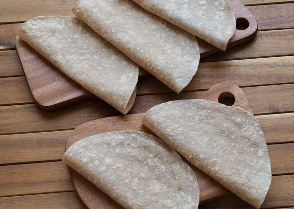 Tortilla Bulat Segar Bahan Memasak — Stok Foto