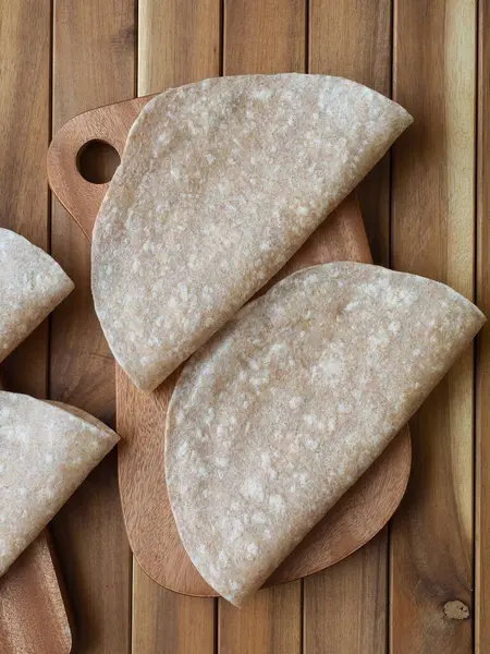 Tortilla Bulat Segar Bahan Memasak — Stok Foto