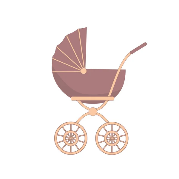 Baby Carriage Isolated White Background Vector Illustration Flat Style — Stock Vector