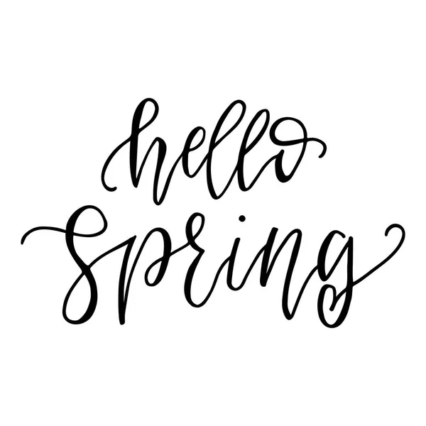 Hello Spring Motivational Inspirational Season Quote Text Calligraphy Lettering Design — Stock Vector