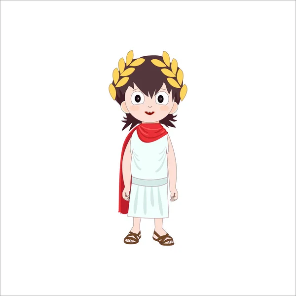 Antika Rom Seriefiguren Pojke Klädd Traditionell Dräkt Vektorillustration — Stock vektor