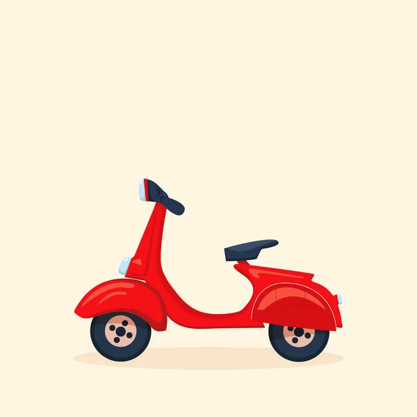 赤いレトロなスクーターのベクトル漫画イラスト 高速配信サービスのコンセプト — ストックベクタ