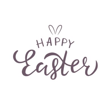 Mutlu Paskalya alıntı yazı. Tipografi tatili daveti, afiş, kart, poster, afiş, logo için tasarım. Vektör çizim