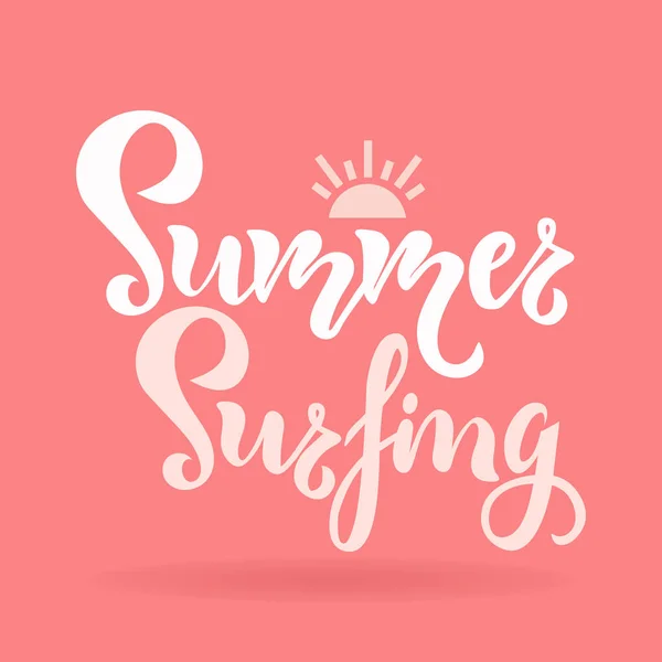 Beschriftung der Sommersurfsaison, Schriftzug Text. Typografie-Zitat für Grußkarte, Plakat, Flyer. Vektorillustration — Stockvektor