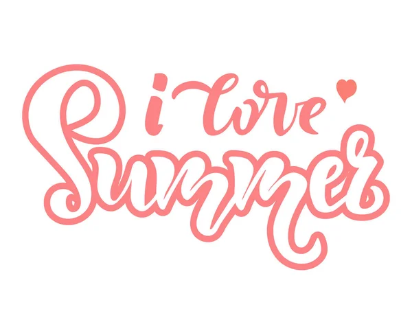 Ich liebe Sommer Schriftzug Zitat, Text. Saisontypografie-Design für Urlaubseinladung, Banner, Karte, Plakat, Plakat, Flyer und Logo — Stockvektor