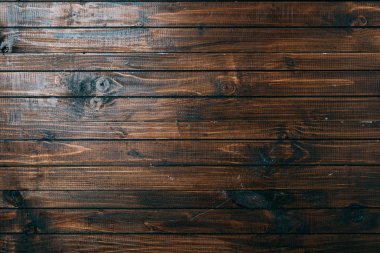 top view of aged wooden planks surface for background clipart