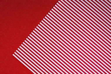 top view of red and white template with polka dot pattern and stripes for background clipart