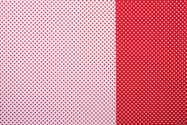 kırmızı ve beyaz yüzey polka noktalı deseni için arka plan ile üstten görünüm