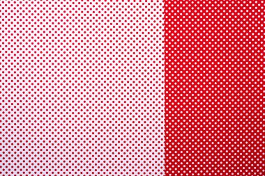 top view of red and white surface with polka dot pattern for background clipart
