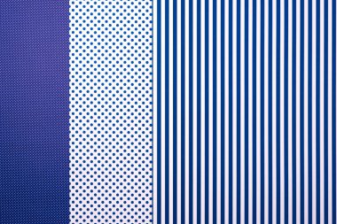 top view of blue composition with stripes and dots for background clipart
