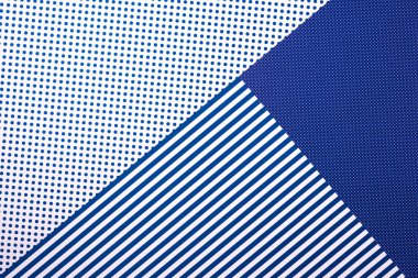 top view of artistic blue composition with stripes and dots for background clipart