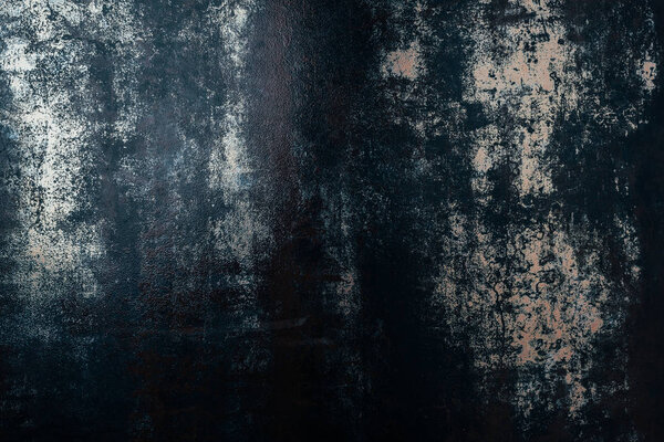 top view of grungy blue metal template for background