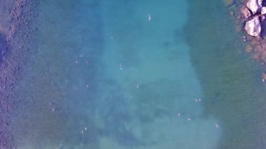 Hava dron görüntüleri beach - drone uçuş yukarıda üstten görünüm