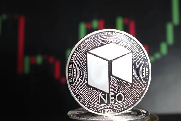 Neo crypto currency amoung other coins - digital currency of the future — Stock Photo, Image