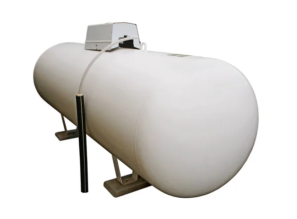 Beyaz Arka Plan Üzerinde Izole Silindirik Gaz Tankı — Stok fotoğraf
