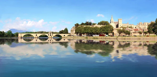 Pont Avignon Prolongeant Ville Papes Provence — Photo