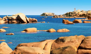 Ploumanach Brittany Fransa pembe granit                     