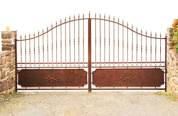 Rust Colored Metal Gate Isolated White Background — Stock Photo, Image