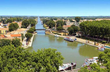 Rhne kanalı, Ste,Aigues-Mortes en Occitanie, Fransa.