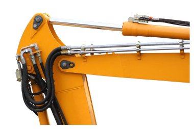 Beyaz arka planda izole edilmiş bir kazıcının mekanik kol jakı.