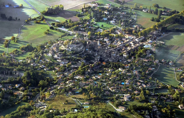 Fly Morgenutsikt Landsbyen Forcalquier Provence Frankrike – stockfoto