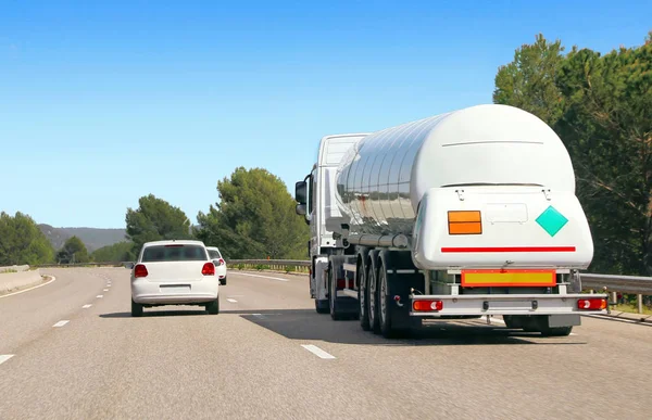 Tanker Truck Carrying Dangerous Goods Highway — Stock Photo, Image