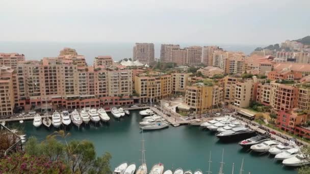 Fontvieille Yeni Bölgesinin Marinası Monaco — Stok video